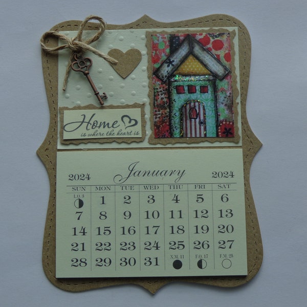 Home Where Your Heart Is, House, 2024 Magnetic Mini Monthly Tear off Pages Calendar, Fridge, Locker, Cabinet Magnet, Gift Giving, Free Ship.