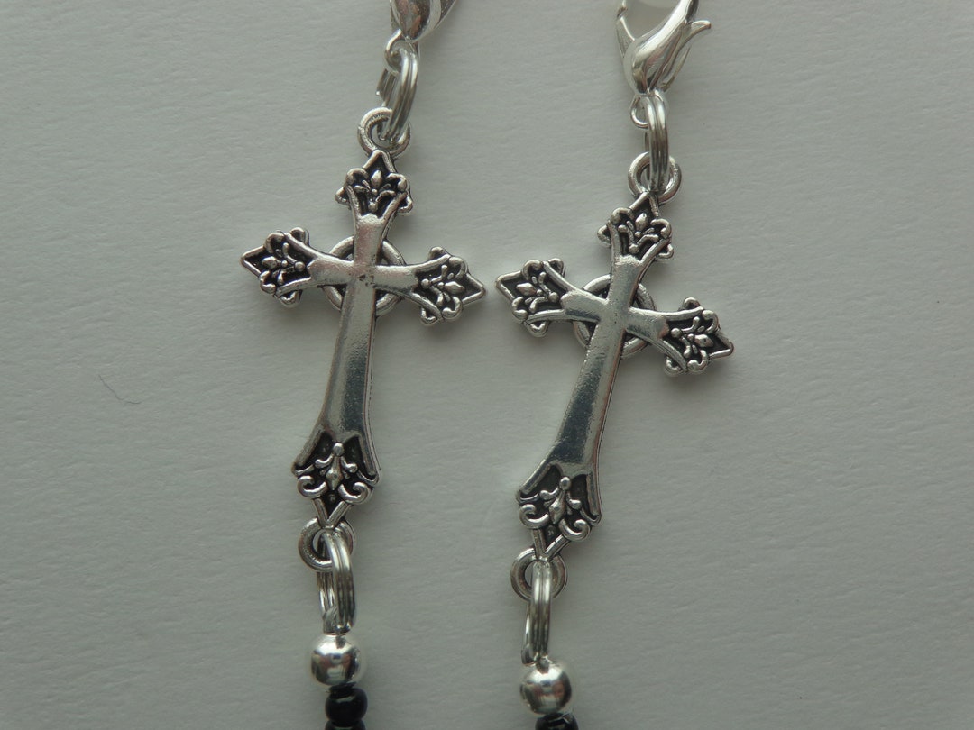 Religious, Cross, Crystal Beads, Tibet Antique Silver Beads, Eyeglass Holder, Eyewear, Eyeglass