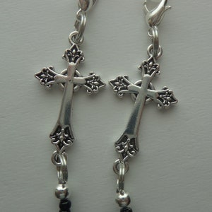 Religious, Cross, Crystal Beads, Tibet Antique Silver Beads, Eyeglass Holder, Eyewear, Eyeglass Chain with Lobster Clasps for Rubber Ends.