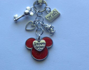 Minnie Mickey Mouse Key Chain, Zipper Pull, Bag Clip On Charm.
