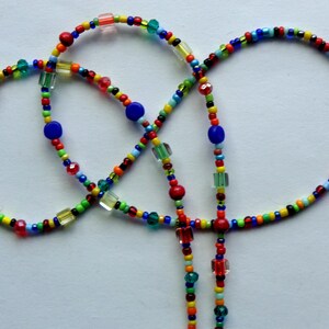 Multicolor, Glass Seed Beads, Tibet Antique Silver Flower Connectors,  Eyeglass Holder, Eye wear, Eyeglass Chain, Lobster Clasps, Gift.