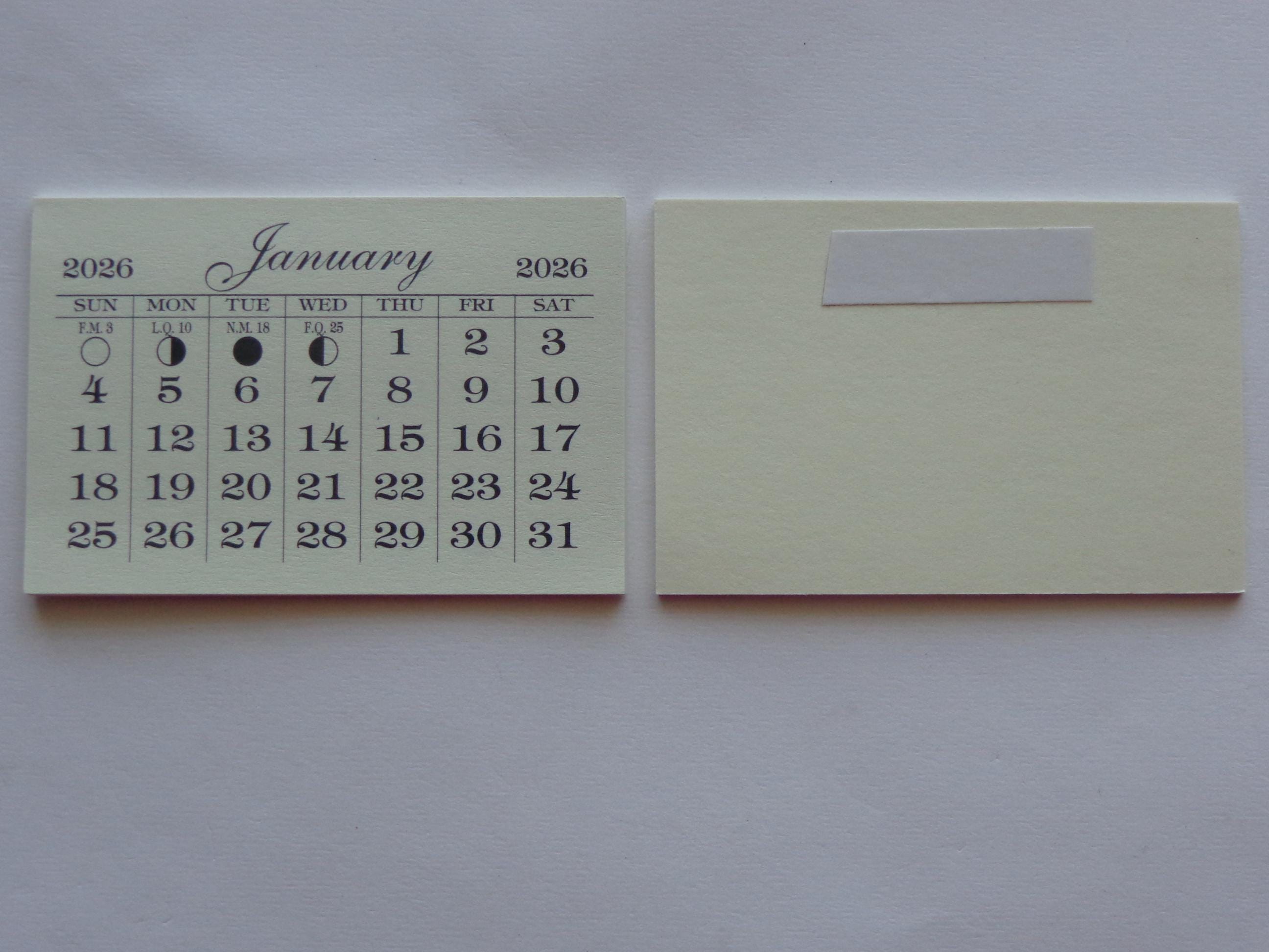 2026 Peel & Stick Quality Mini Moon Calendar: Beige, Car Dashboard ...