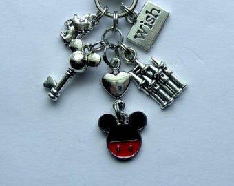 Minnie Mickey Mouse Key Chain, Zipper Pull, Clip On.