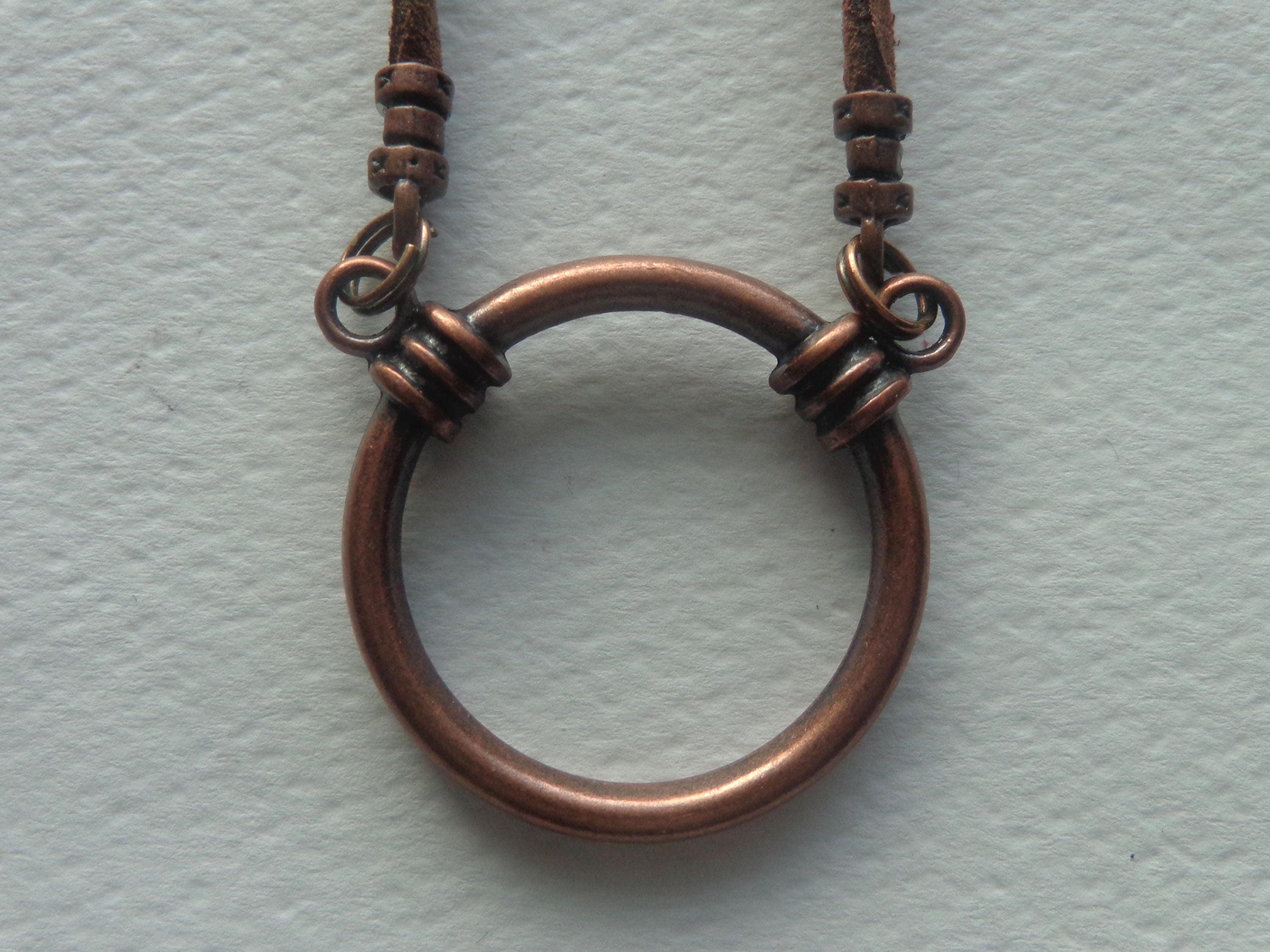Unisex Eyeglasses Holder, Copper Ring, Vegan Leather Suede Cord, Eyewear.