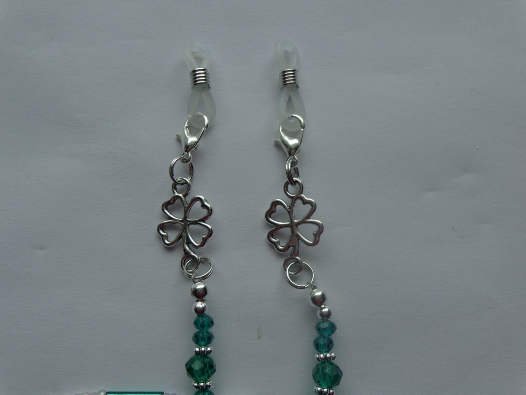 Irish, Shamrock, Celtic, Clover, Emerald Crystal Beads, Eyeglass Holder, Eyewear, Eyeglass Chain
