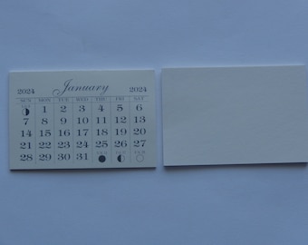 2024 Quality Mini Calendar Pad, Monthly tear off pages, 2" X 3", Beige, Back is Cardstock, Car Auto Dashboard, Card making, FREE SHIP.