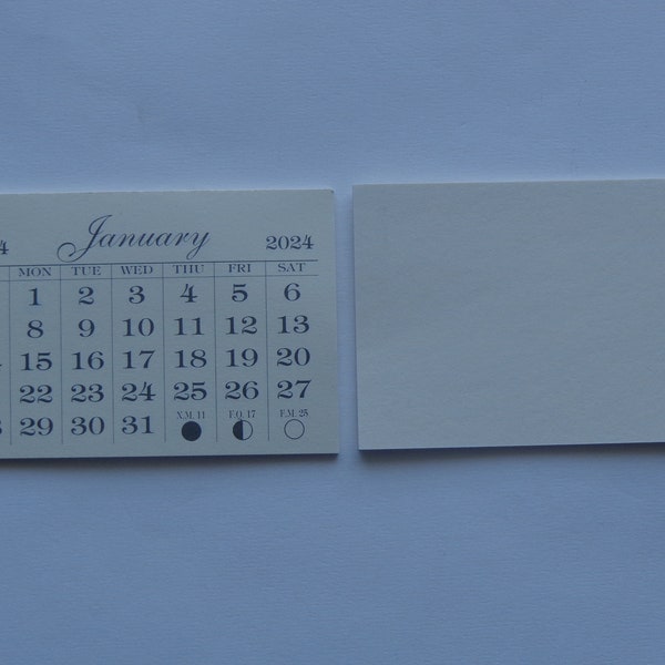 2024 Quality Mini Calendar Pad, Monthly tear off pages, 2" X 3", Beige, Back is Cardstock, Car Auto Dashboard, Card making, FREE SHIP.