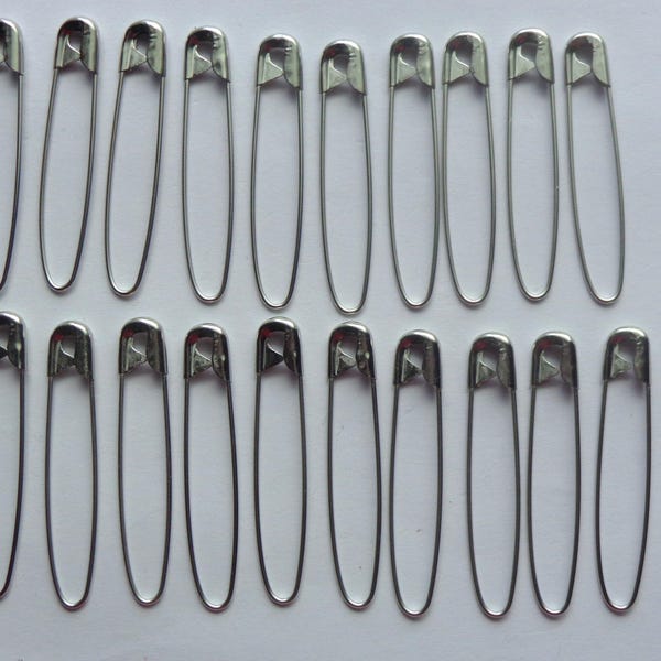 No Coil Large Safety Pins: Set of 16 Coil-Less, 2.25", Markers, Fabric, Weaving, Knitting.