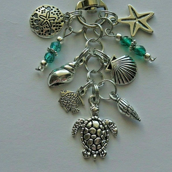 Sea Turtle, Nautical, Seashells, Starfish, Sand Dollar, Key Chain, Purse Charm, Planner Charm, Junk Journal, Bag Charm, Hanging Charm, Gift.