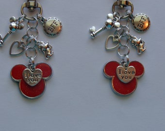 Minnie Mickey Mouse Key Chain, Set of 2, Bag, Car, Phone Charm.