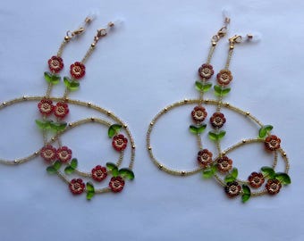 Flowers Eyeglasses Holder, Eyewear, Lobster Clasps, Pick Color.