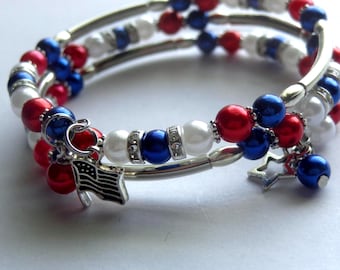 250th Patriotic Memory Wire Bracelets, American Flag