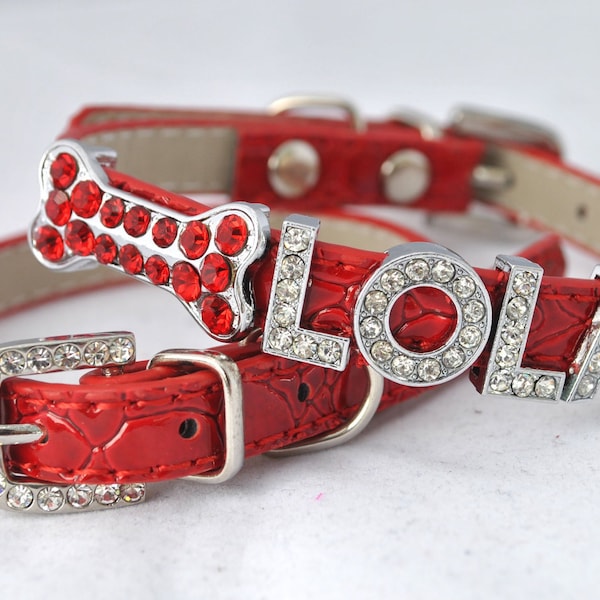 SALE - Personalized Red Small Bling Dog / Cat Collar
