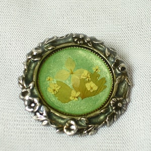 Pressed Flower Brooch from Paris Hand Enameled Pierre Bex