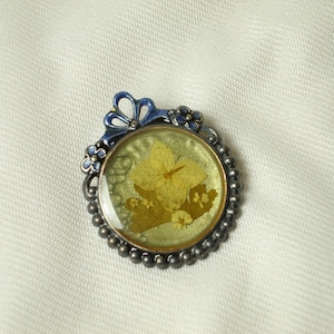 Hand Enameled Pressed Flower Pierre Bex Brooch from Paris