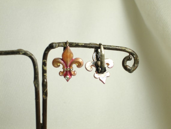 Fleur De Lys Art Deco Earrings with Swarovski rhi… - image 3