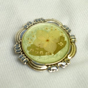Hand Enameled Pressed Flower Pierre Bex Brooch from Paris