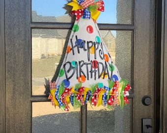 Happy Birthday burlap door hanger