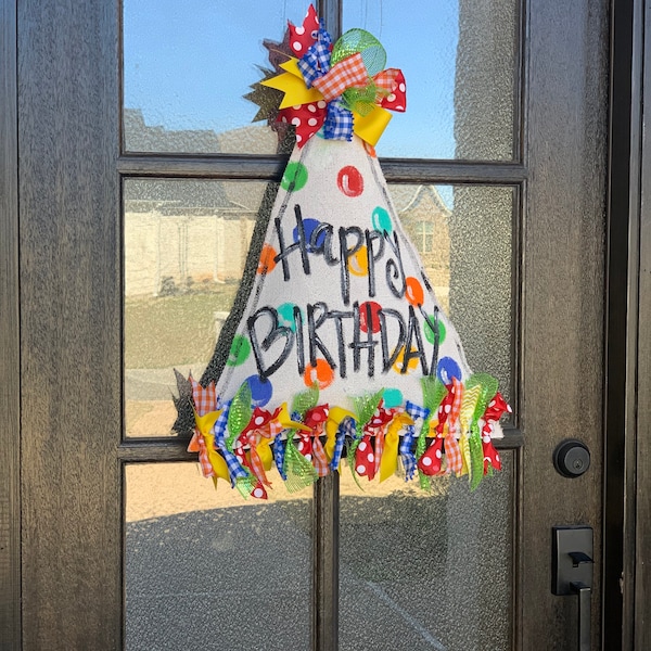 Happy Birthday burlap door hanger