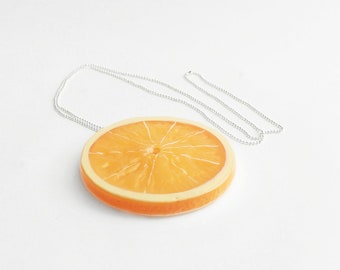 Orange Slice Necklace, Realistic Orange Necklace, Faux Fruit, Orange Festival, Orange Juice, Kawaii Cute, Summer Orange Jewelry, Fruit
