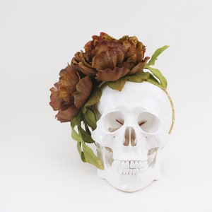 Floral Beaded Headband: Chocolate Brown Flowers, Dia De Los Muertos Headpiece