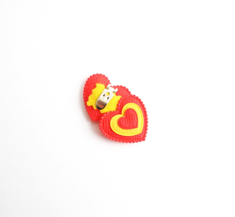 Hearts Outfit Plush Hearts Yellow and Red Red Heart Shoe Clips Valentines Fashion Heart Shoe Clips Shoe Accessories Red Shoe Clips