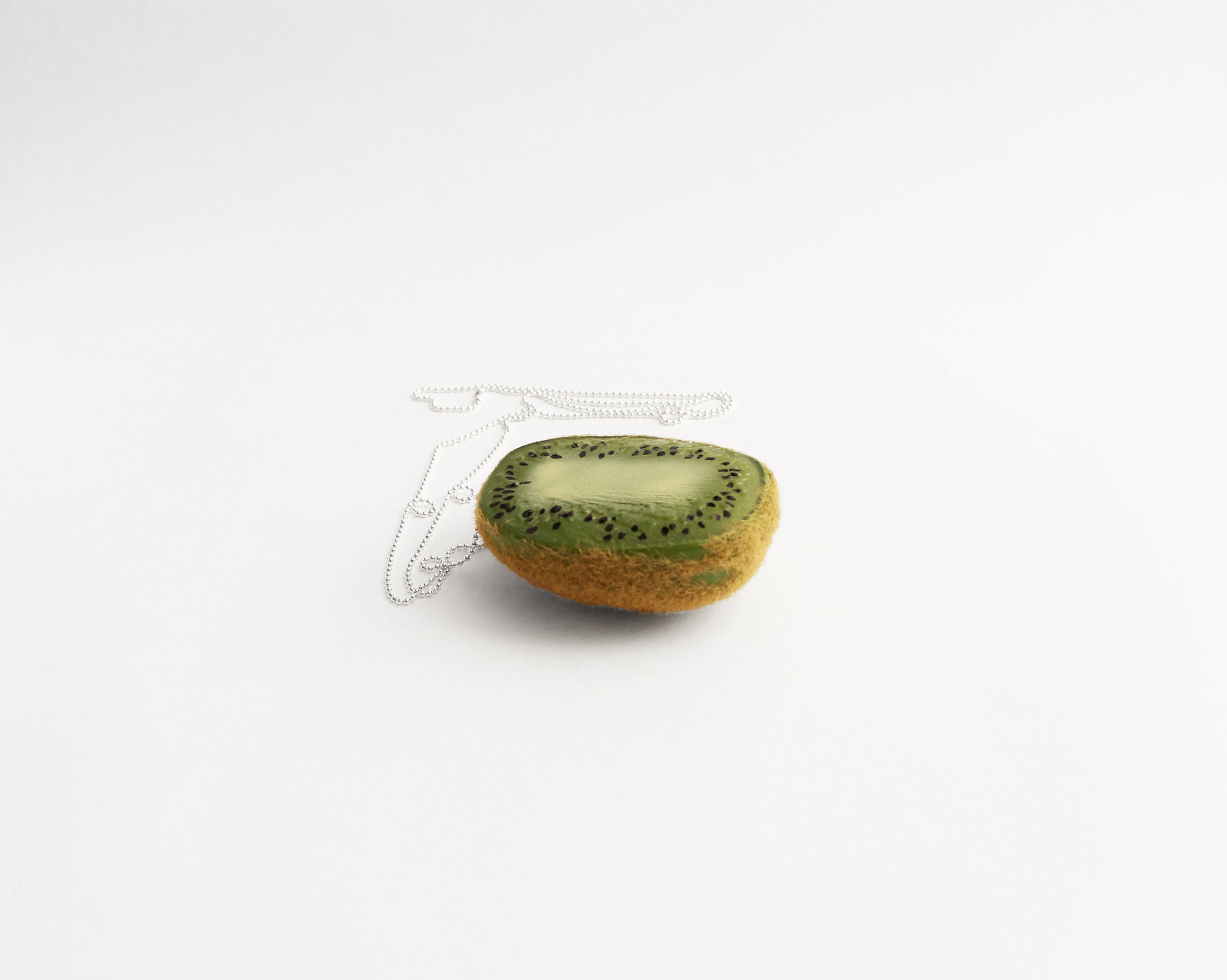Half a Kiwi, Realistic Kiwi Necklace, Realistic Fruit, Green Necklace, Faux Fruit, Faux Vegetables, Alternative Jewelry, Alternative Fashion