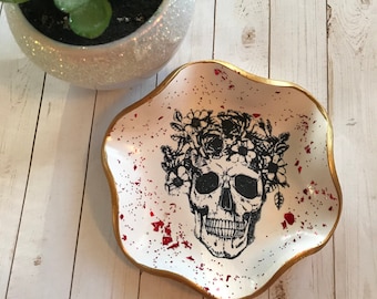 Sugar Skull Ring Dish, Day Of The Dead Ring Dish, Day Of The Dead, Sugar Skull, Sugar Skull Decor, Day Of The Dead Decor, Sugar Skull Gifts,