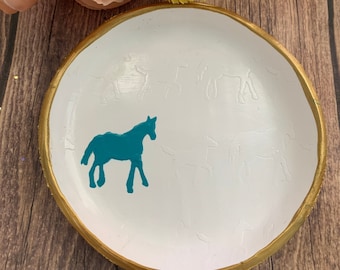 Personalized Polymer Clay Horse Ring Dish: Equestrian Decor