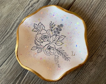 Personalized Ring Dish For Girls, Floral Ring Dish, Gifts For Her, Gifts For Girls, Personalized, Floral Gifts, Floral, Rose Gifts, Roses