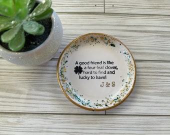 personalized shamrock ring dish, personalized bridal gift, personalized gift for bridesmaids, gifts for March birthdays, shamrock decor