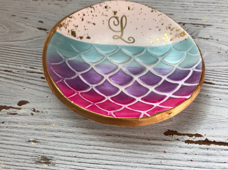 Personalized Mermaid Ring Dish, Personalized Mermaid Jewelry Dish, Mermaid Home Decor, Gifts For Teens, Gifts For Girls, Gifts For Women image 2