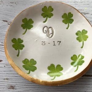 personalized shamrock ring dish, personalized bridal gift, personalized gift for bridesmaids, gifts for March birthdays, shamrock decor image 5