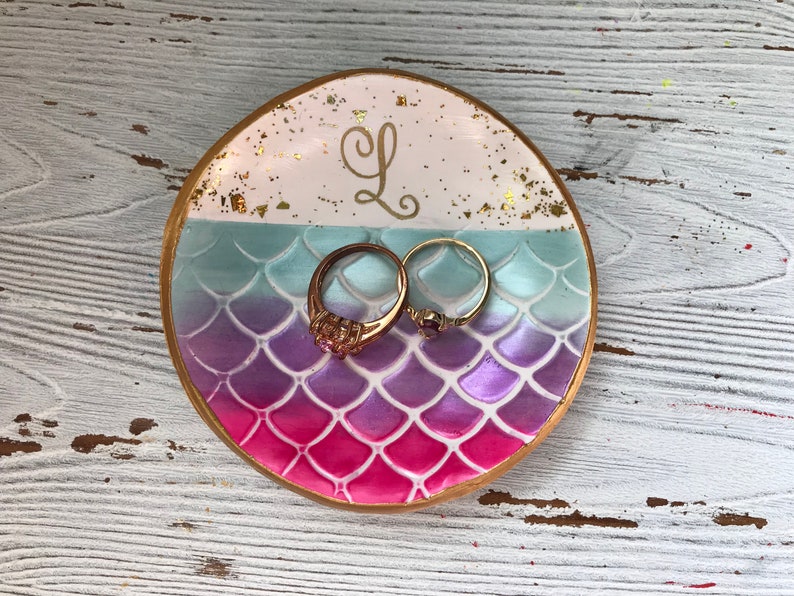 Personalized Mermaid Ring Dish, Personalized Mermaid Jewelry Dish, Mermaid Home Decor, Gifts For Teens, Gifts For Girls, Gifts For Women image 4