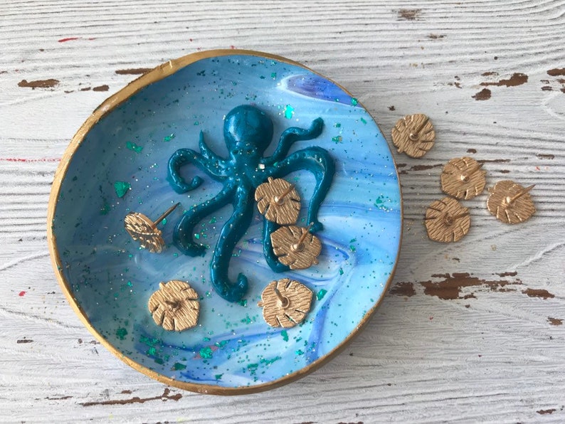 Octopus Ring Dish, Octopus Home Decor, Octopus Jewelry Dish, Gift for Him, Gift for Her, Gift for Teens, Bridesmaids Gifts, Beach Trinket image 7