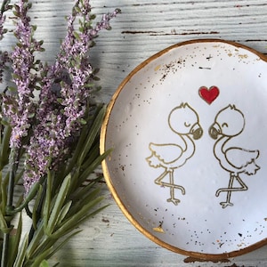 Flamingo Ring Dish, Flamingo Gifts, Wedding Flamingo Jewelry Dish, Flamingo Catchall, Flamingo Dish, Gift For Couples, Gift For Bride,