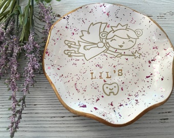 Personalized Tooth Fairy Dish,  Tooth Fairy Holder, Tooth Fairy Dish, Girl Tooth Fairy Dish, Tooth Holder, Childhood Keepsake,  Tooth Fairy