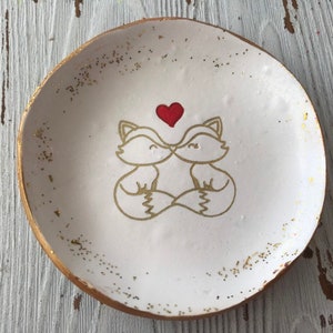 Fox Ring Dish, Fox Gifts, Wedding Fox Jewelry Dish, Fox Catchall, Fox Dish, Gift For Couples, Gift For Bride, Fox Engagement Gifts, Fox