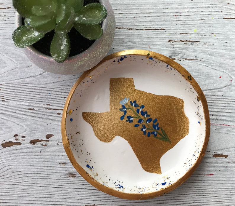 Texas State Ring Dish, Bluebonnet Gift, Texas State Jewelry Dish, State Jewelry Dish, Customized Ring Dish, Bridesmaids Gifts, Wedding Gifts image 5