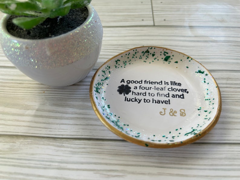 personalized shamrock ring dish, personalized bridal gift, personalized gift for bridesmaids, gifts for March birthdays, shamrock decor image 9