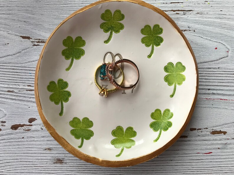 personalized shamrock ring dish, personalized bridal gift, personalized gift for bridesmaids, gifts for March birthdays, shamrock decor image 7