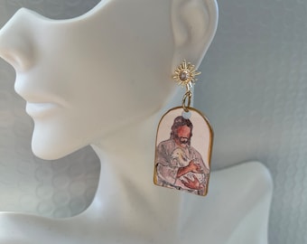 Easter Earrings, Polymer Clay Earrings, Easter Jewelry, Jesus Earrings, Jesus, Christian Earrings, Gift For Her, Easter