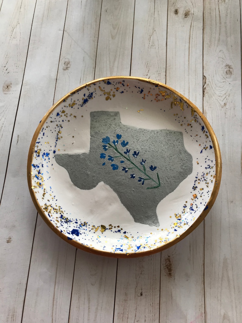 Texas State Ring Dish, Bluebonnet Gift, Texas State Jewelry Dish, State Jewelry Dish, Customized Ring Dish, Bridesmaids Gifts, Wedding Gifts image 2