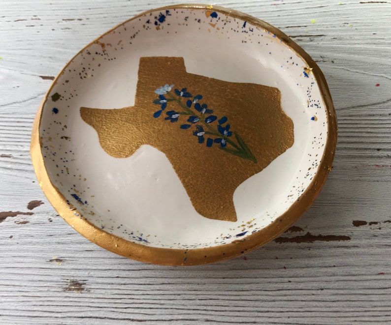 Texas State Ring Dish, Bluebonnet Gift, Texas State Jewelry Dish, State Jewelry Dish, Customized Ring Dish, Bridesmaids Gifts, Wedding Gifts image 3