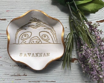 Sloth Ring Dish,  Personalized Sloth Gift, Sloth Home Decor, Sloth Jewelry Dish, Gift for Him, Gift for Her, Gift for Teens, Bridesmaid Gift