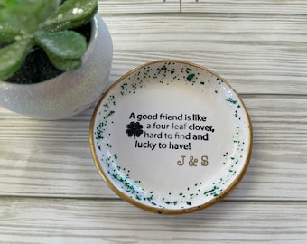 personalized shamrock ring dish, personalized bridal gift, personalized gift for bridesmaids, gifts for March birthdays, shamrock decor