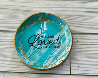 You Are Loved, ISAIAH 41:10, Christian Gifts For Woman, Ring Dish, Polymer Clay, Christian Decor, Bridal Gifts, Wedding Gifts, Christian