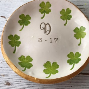 personalized shamrock ring dish, personalized bridal gift, personalized gift for bridesmaids, gifts for March birthdays, shamrock decor image 3