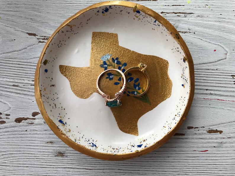 Texas State Ring Dish, Bluebonnet Gift, Texas State Jewelry Dish, State Jewelry Dish, Customized Ring Dish, Bridesmaids Gifts, Wedding Gifts image 7