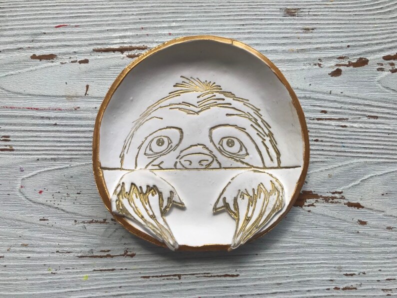 Sloth Ring Dish, Sloth Home Decor, Sloth Jewelry Dish, Gift for Him, Gift for Her, Gift for Teens, Bridesmaids Gifts, Beach Trinket, Sloths image 2